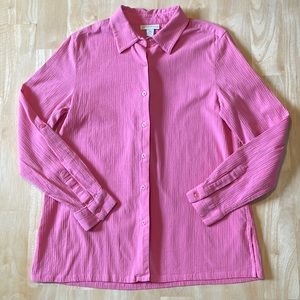 Appleseed’s Crepe Cotton Tab Sleeve Button Up Shirt - Pink